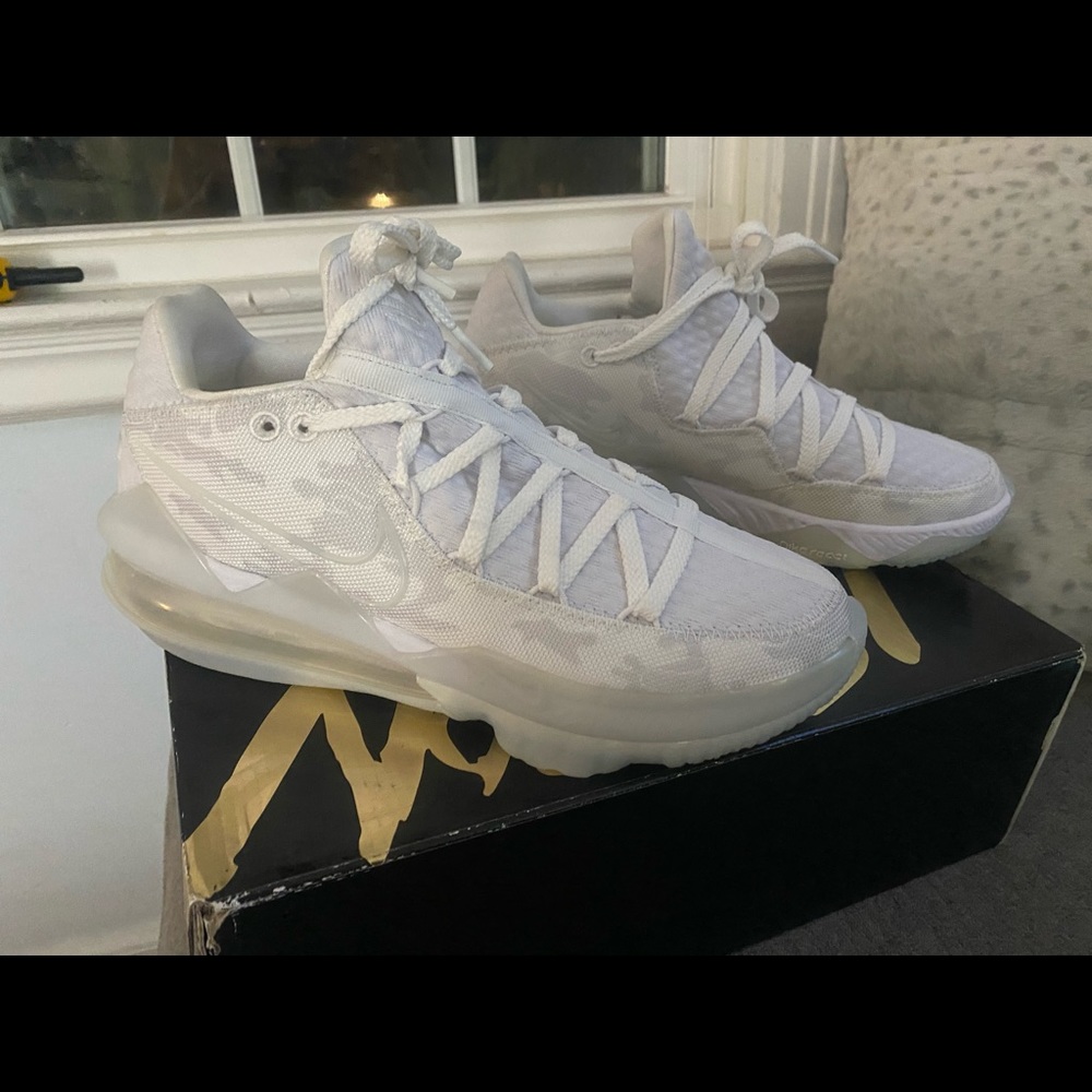 Lebron 17 Low White Camo Basketball Shoe